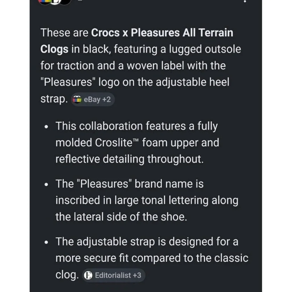 Crocs x Pleasures All Terrain Clog Reflective Black Men's 6 Women's 8